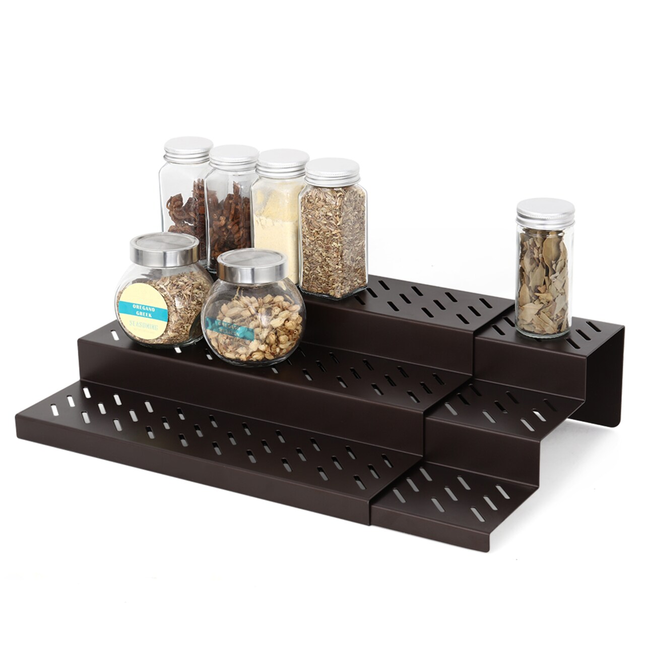 2PCS Spice Rack, 3 Tier Expandable Metal Cabinet Spice Rack, Bronze